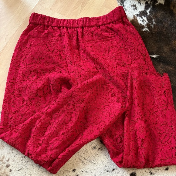 J CREW Red Peyton Lace Cropped Pant Pull On Size 8 - Picture 4 of 8